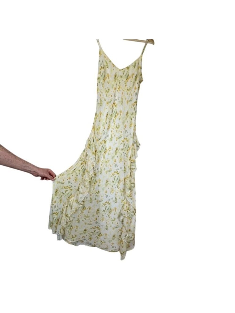 Fairycore Floral Ruffle Maxi Dress S Spaghetti Strap Ethereal Romantic Garden - Picture 8 of 13
